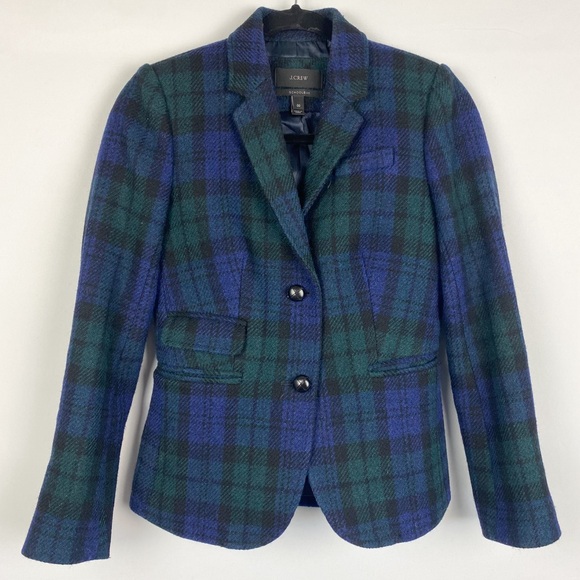 Crew Women's Schoolboy Blackwatch Tartan Wool Blazer - Main Image